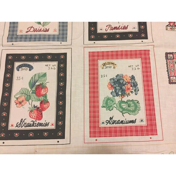 5/$25 Vintage Wamsutta Decorative Basket And Seed Packets Cotton Craft Panel NOS - Picture 3 of 10